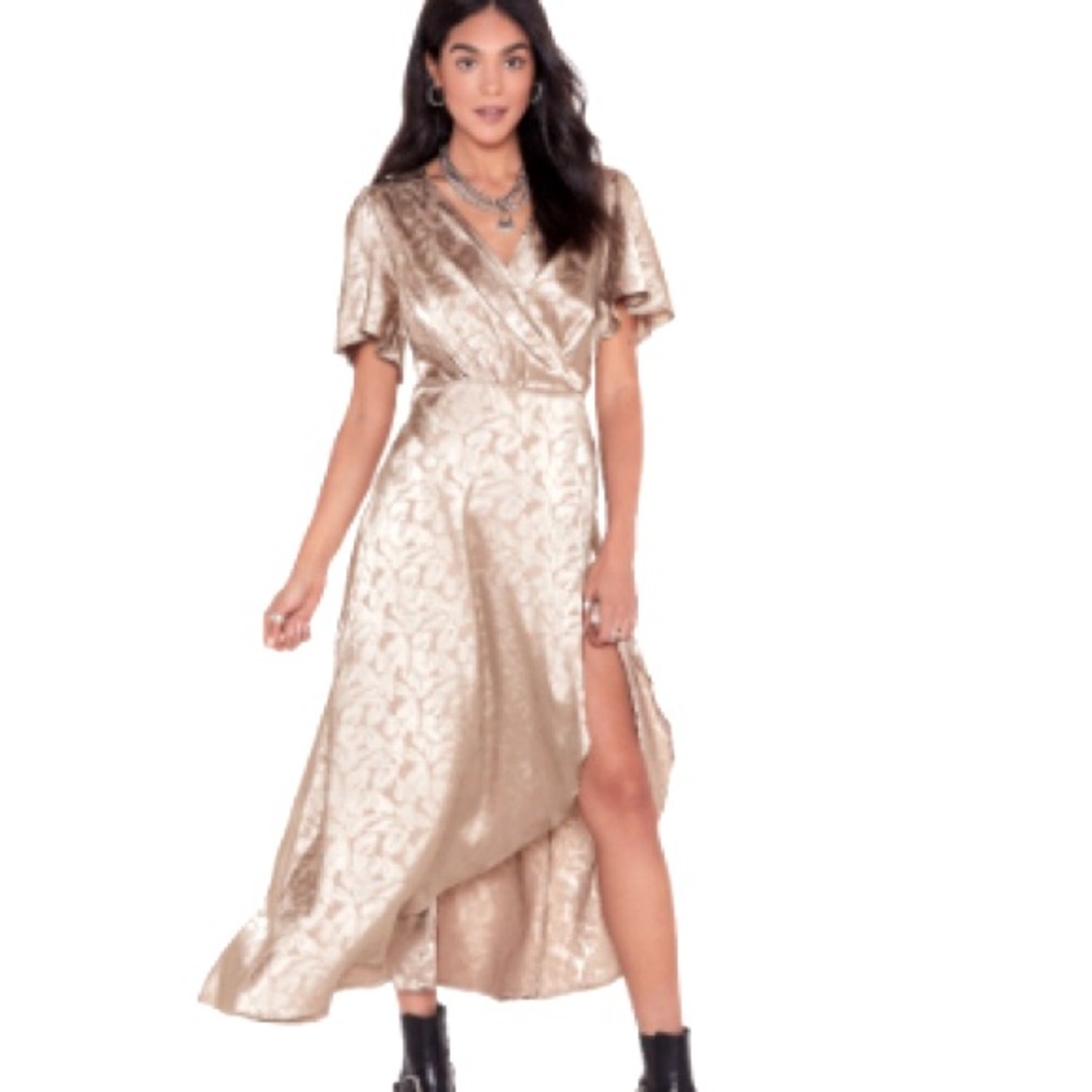 Champagne Satin wrap dress